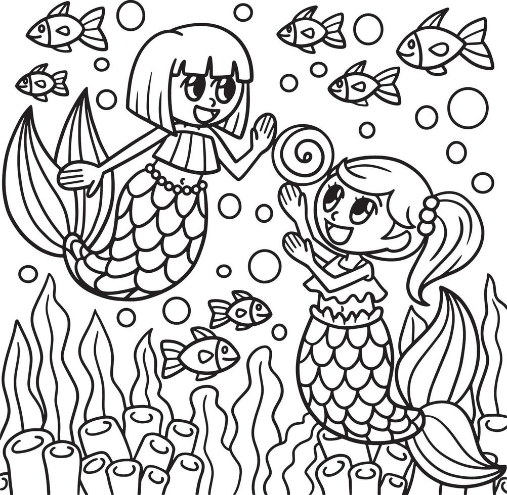 jouer à la sirène coloriage pour les enfants vecteur