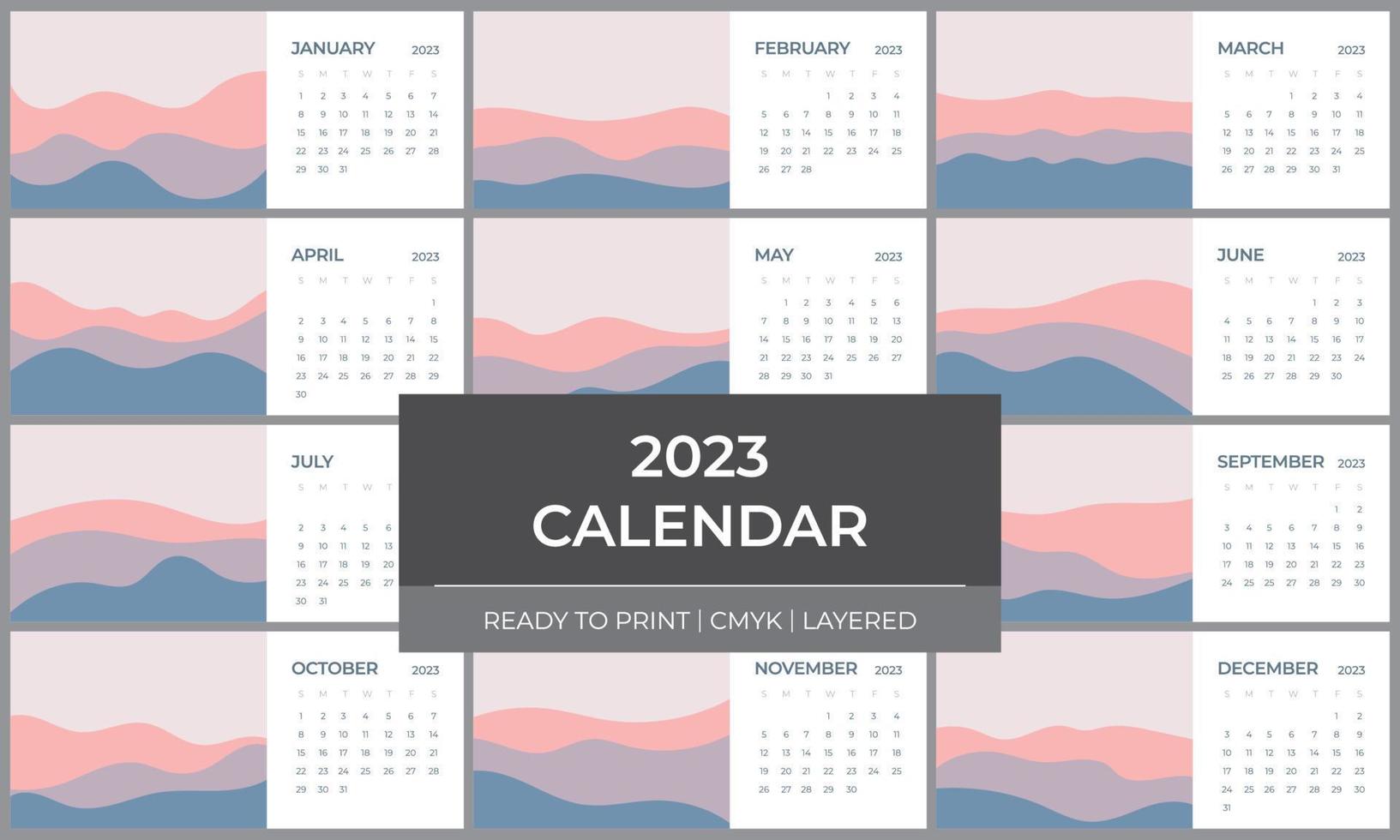 calendrier 2023 style moderne vecteur