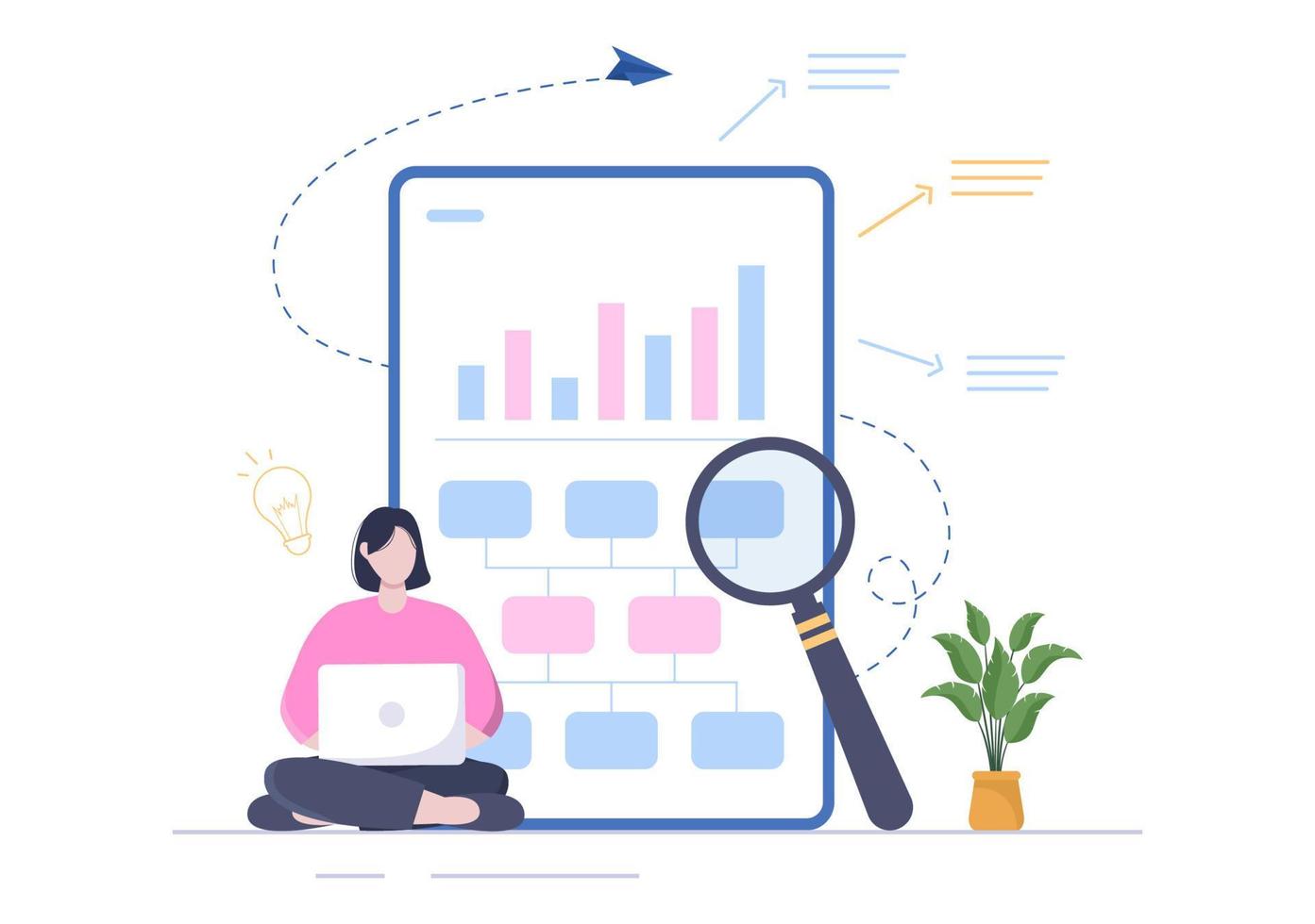 illustration de conception d'organisation et de gestion de flux de travail d'entreprise avec processus de travail d'équipe, respect des délais ou journée de travail efficace vecteur