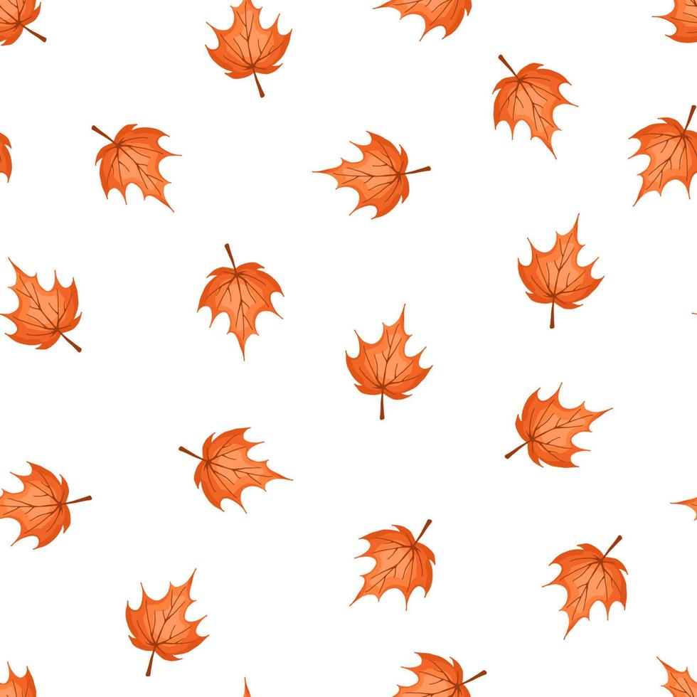 feuilles d'automne. modèle sans couture de feuilles d'érable orange jaune sur fond blanc. papier d'emballage, modèle textile. illustration vectorielle dans un style plat. vecteur