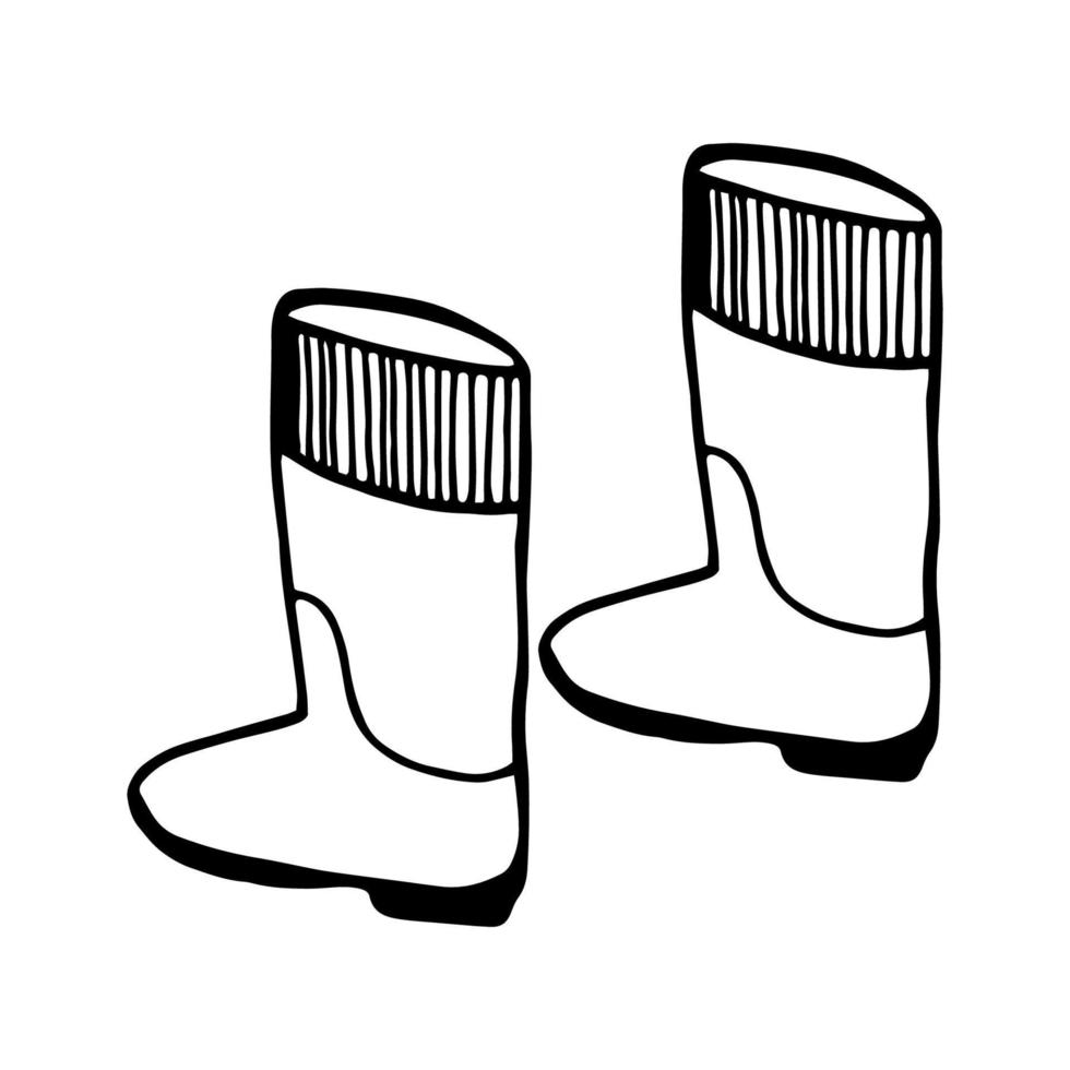 icône de botte en caoutchouc doodle dessinés à la main. illustration vectorielle. vecteur