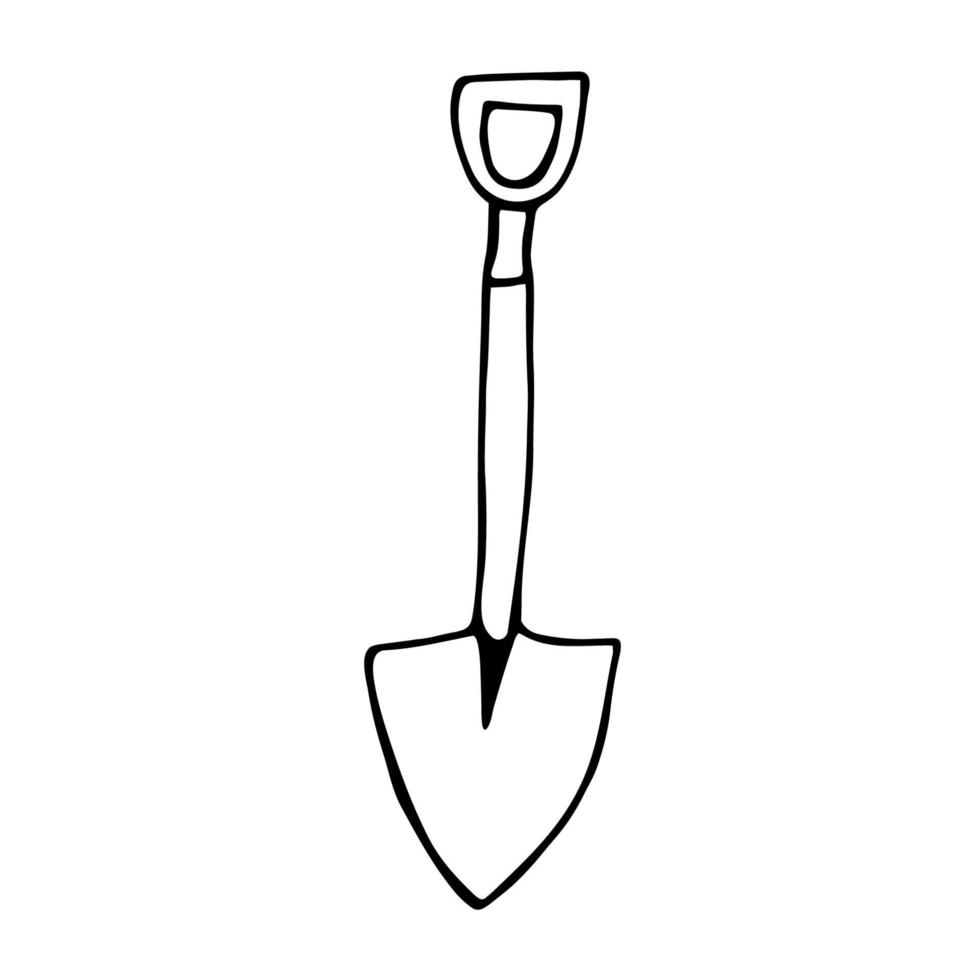 icône de pelle doodle dessinés à la main. illustration vectorielle. vecteur
