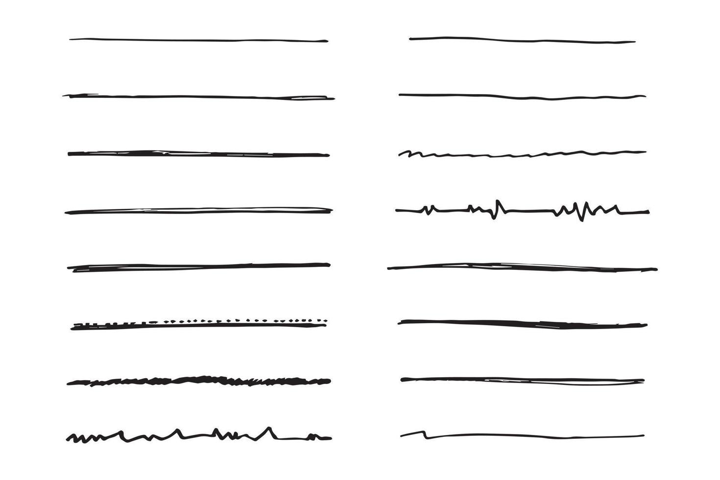 ensemble vectoriel de soulignement dessiné à la main.