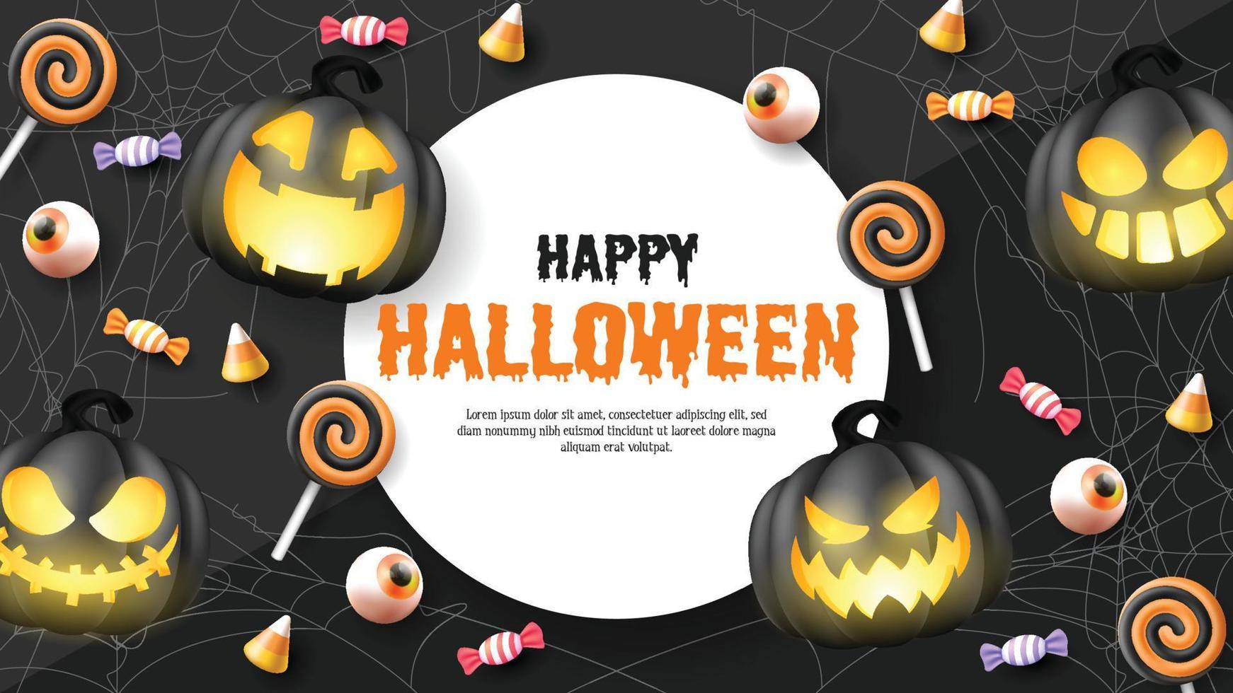 Joyeux Halloween. illustration vectorielle d'halloween avec des citrouilles d'halloween et des éléments d'halloween. vecteur