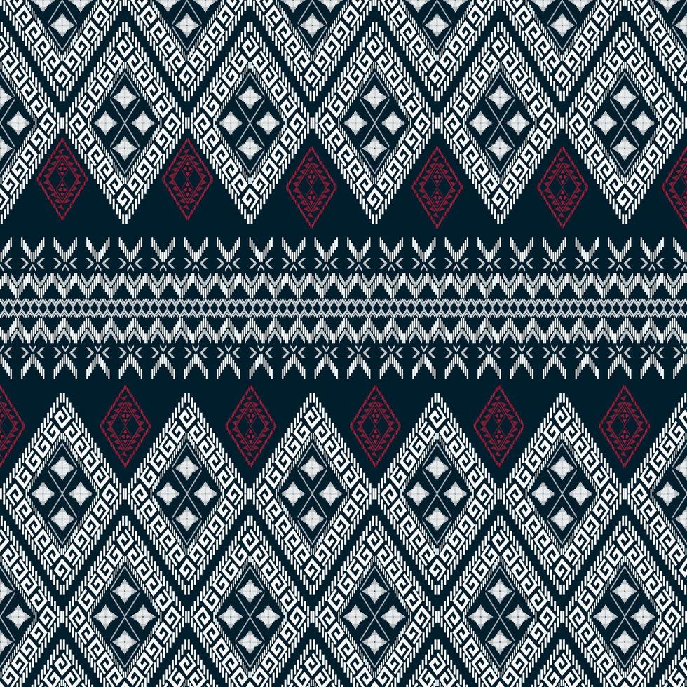 beau motif ikat oriental ethnique géométrique bleu foncé design traditionnel et utilisé en arrière-plan tapis papier peint vêtements emballage batik tissu tissu illustration vectorielle vecteur