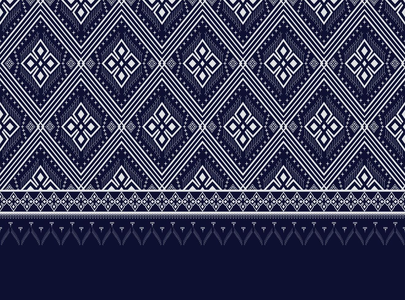 motif ethnique géométrique bleu foncé pour le fond ou le papier peint et les vêtements jupe tapis tapis papier peint vêtements vêtements emballage batik tissu vêtements avec triangle bleu foncé vecteur, illustration vecteur