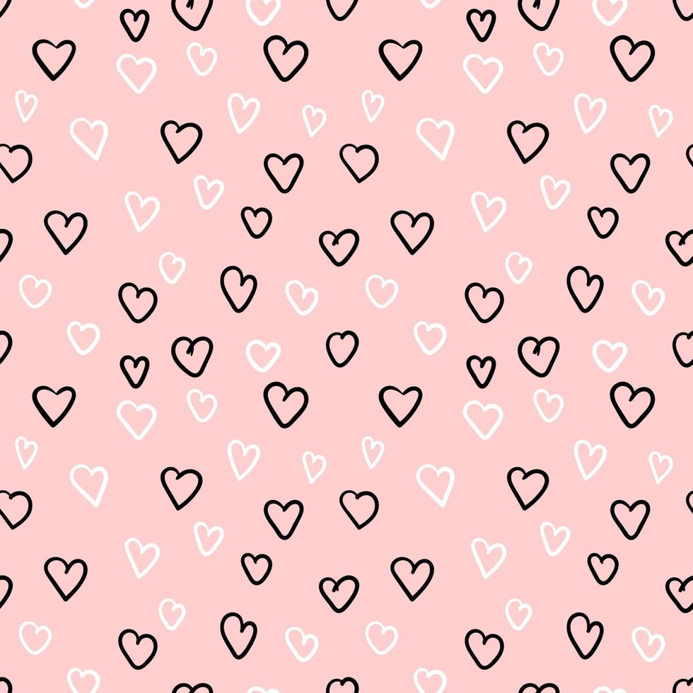 motif sans couture pastel abstrait coeur doodle. fond romantique rose. vecteur