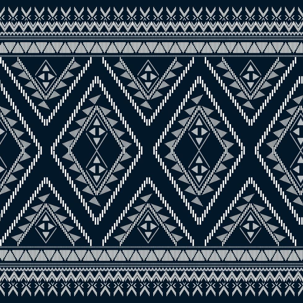 motif ethnique géométrique bleu foncé pour le fond ou le papier peint et les vêtements jupe tapis tapis papier peint vêtements vêtements emballage batik tissu vêtements avec triangle bleu foncé vecteur, illustration vecteur