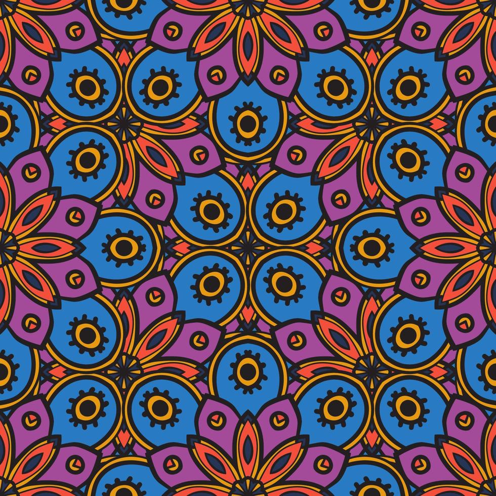 modèle sans couture abstrait avec fleur de mandala. mosaïque, carrelage, pois. fond fleuri. vecteur