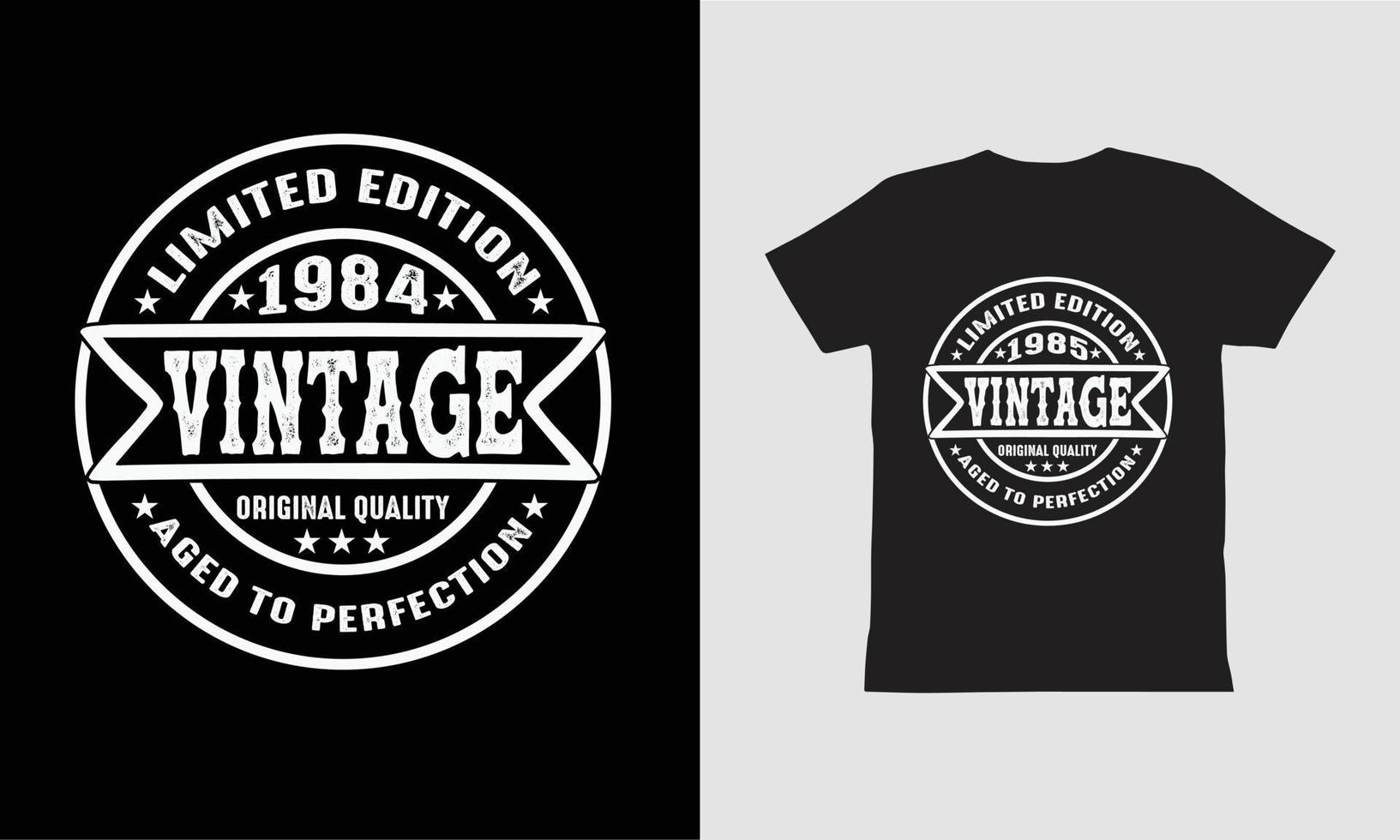 édition limitée vintage 1984 et 1985 vieilli à la perfection design de t-shirt. vecteur