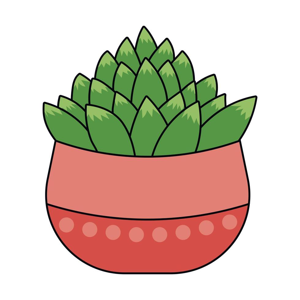 plante succulente verte dans le pot rose vecteur