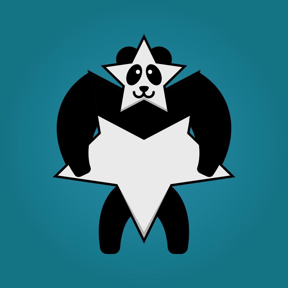 mignon, panda étoile, mascotte, de, illustration, vecteur