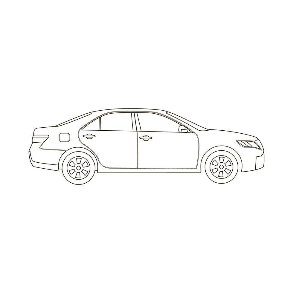 illustration de contour de voiture isolé sur fond blanc vecteur