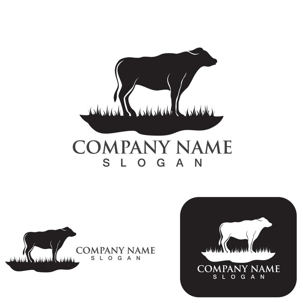 symboles de tête de vache et modèle vectoriel de logo