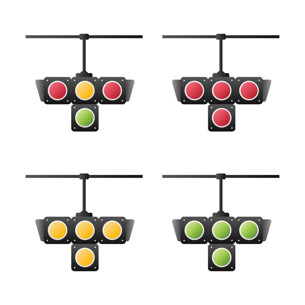 ensemble de feux de signalisation de couleur rouge, jaune et verte, design plat et vecteur d'icône de feu de signalisation.