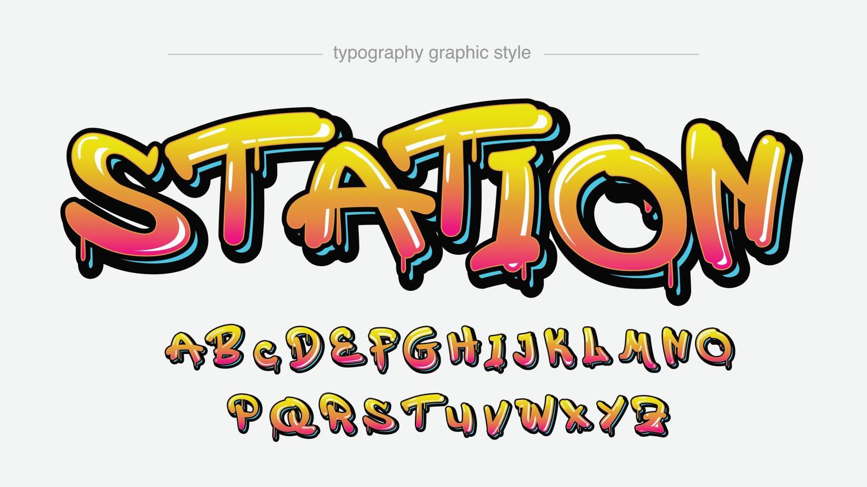 typographie graffiti moderne jaune et orange dégoulinant vecteur