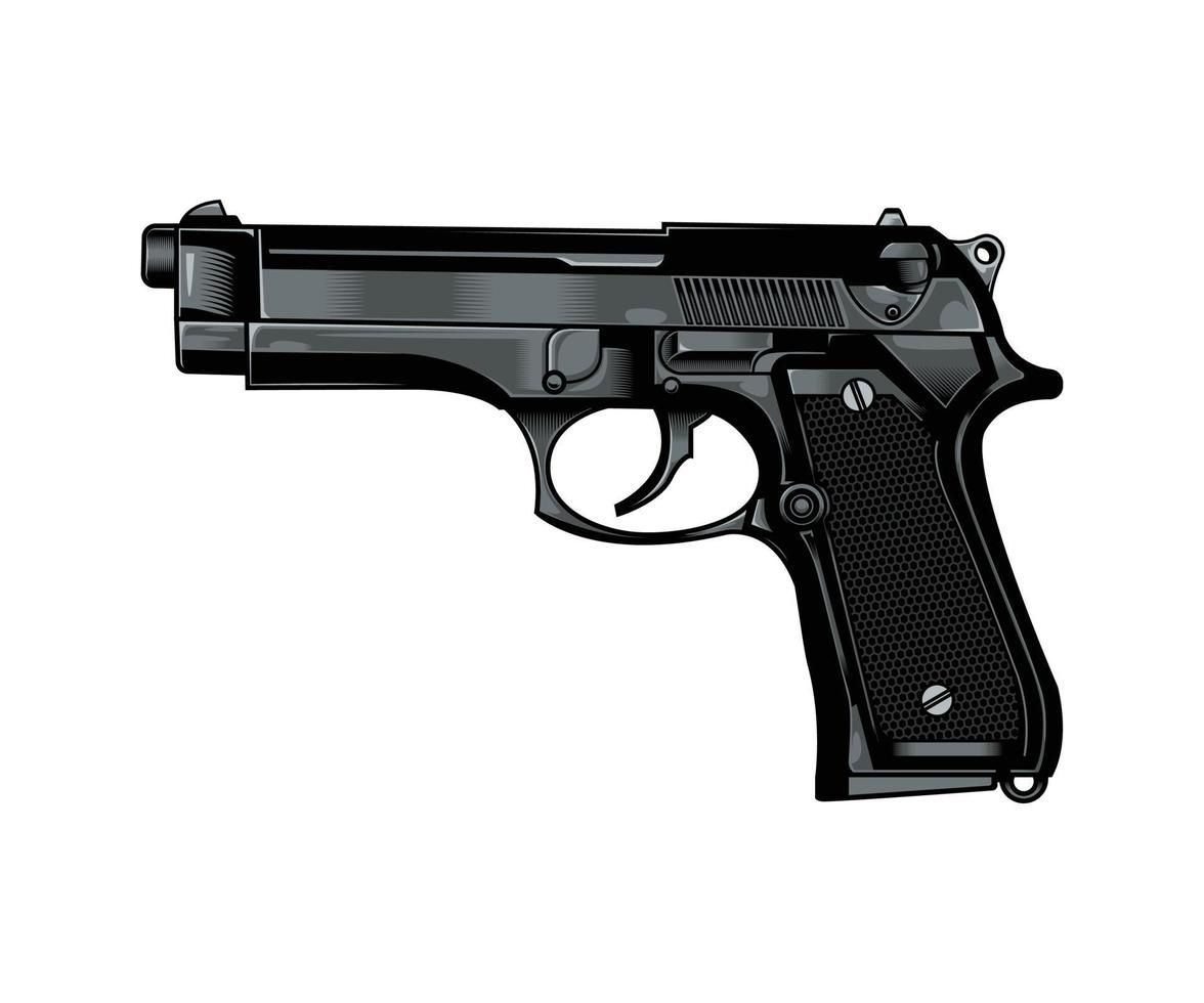 illustration vectorielle monochrome d'arme à feu d'arme de poing vecteur