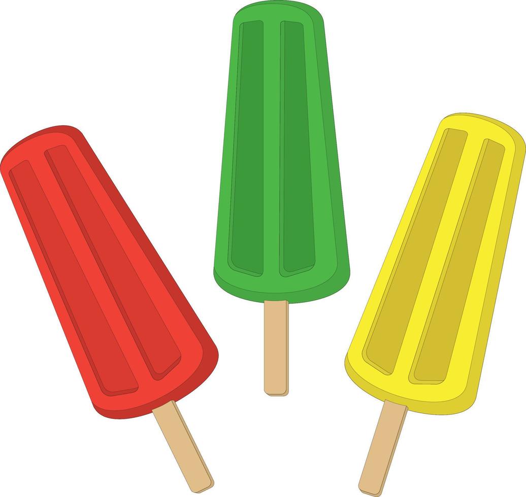 illustration vectorielle de trois couleurs de crème glacée aux fruits popsicle vecteur