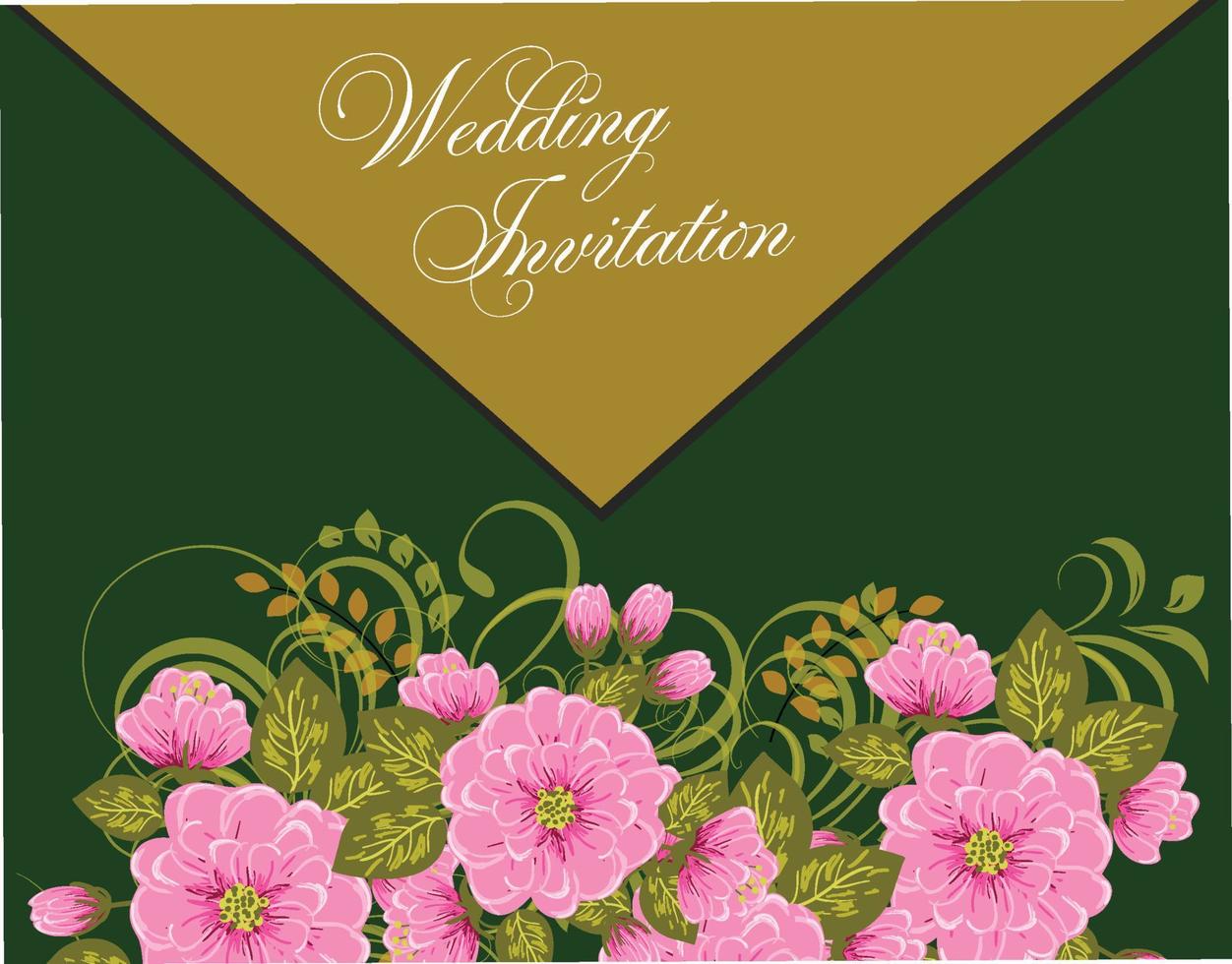 invitations de mariage vert émeraude vecteur