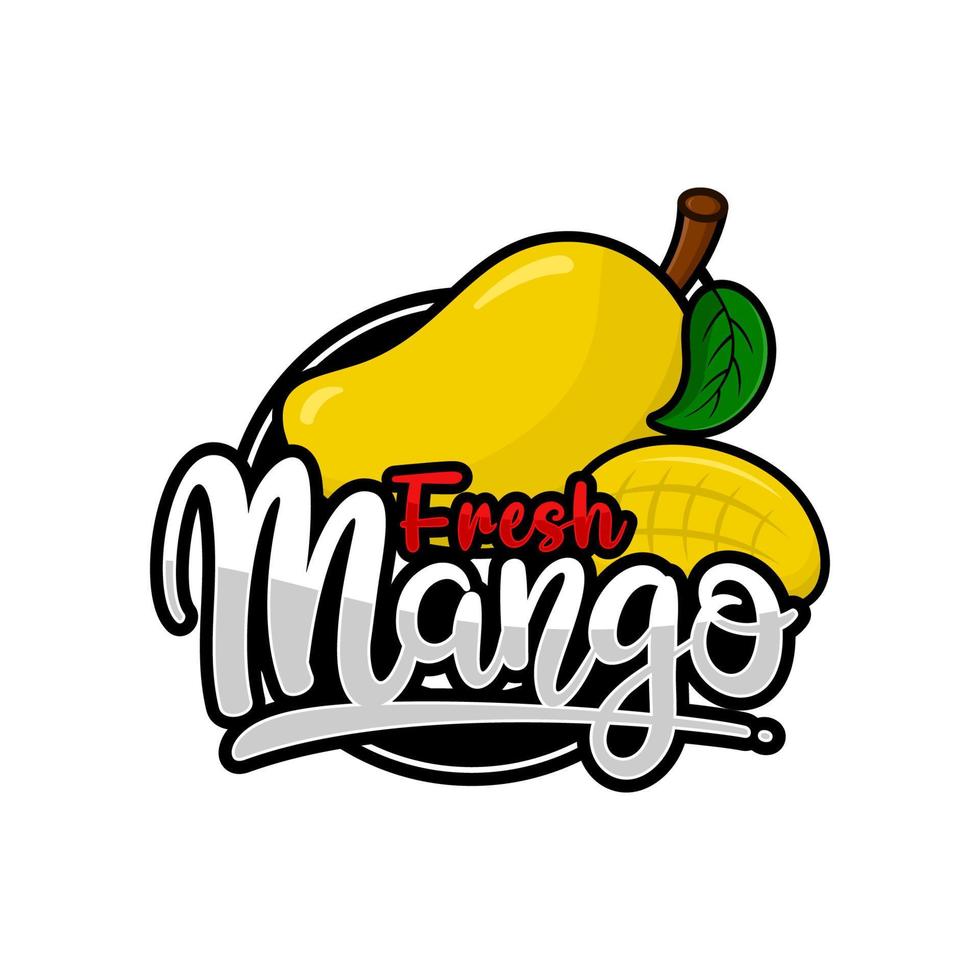 logo de conception d'insigne de mangue fraîche vecteur