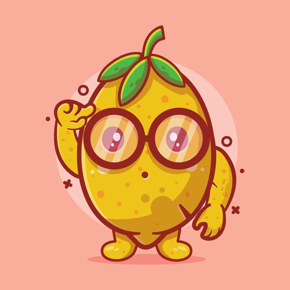 mascotte de personnage de génie citron dessin animé isolé dans un style plat. excellente ressource pour icône, symbole, logo, autocollant, bannière. vecteur