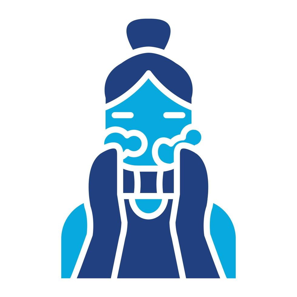 icône de deux couleurs de glyphe de visage de lavage vecteur