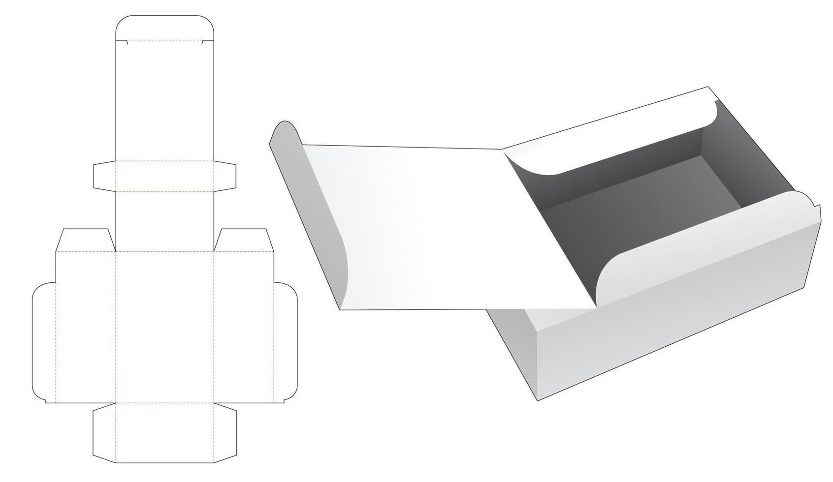 boîte à rabat en carton découpée à l'emporte-pièce vecteur