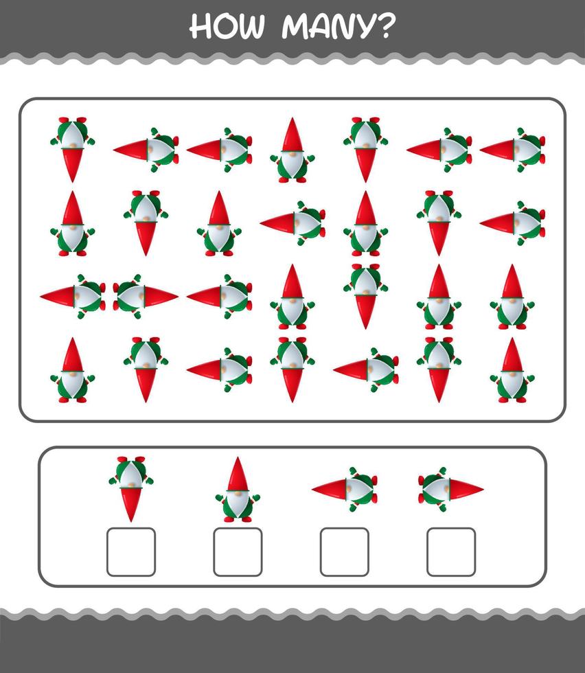 combien de gnome de dessin animé. jeu de comptage. jeu éducatif pour les enfants d'âge préscolaire et les tout-petits vecteur