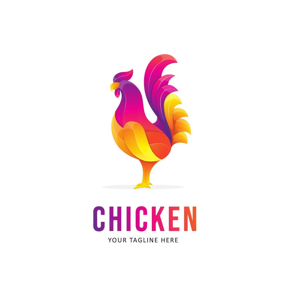 création de logo de poulet coloré. logo de style dégradé animal vecteur