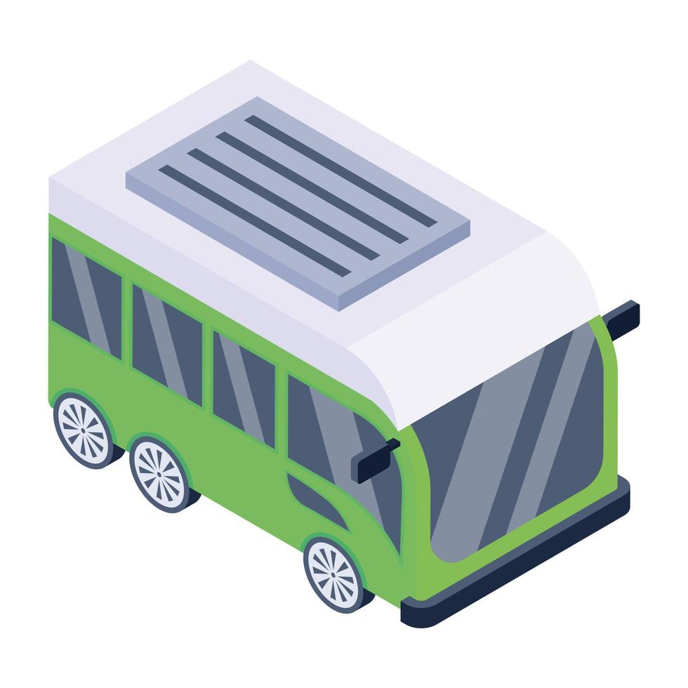 une icône de conception isométrique de bus solaire vecteur