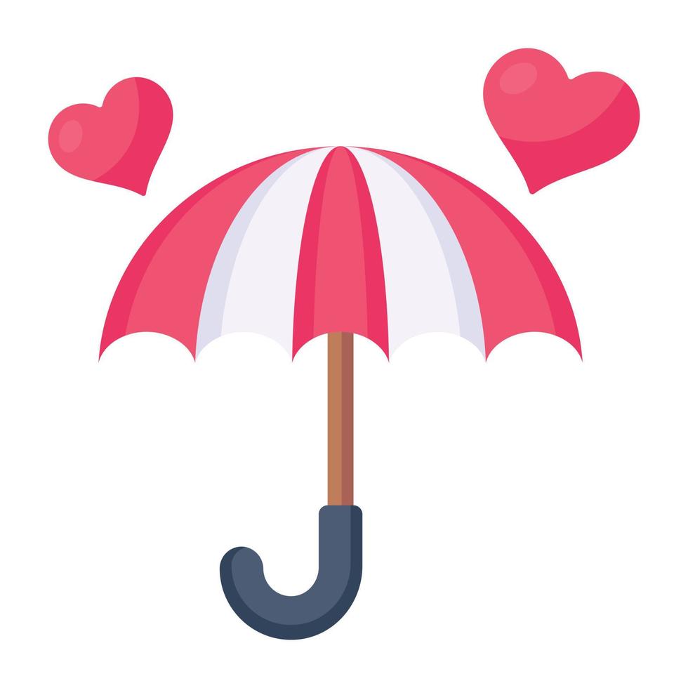 attrapez cette incroyable icône plate de parapluie d'amour vecteur