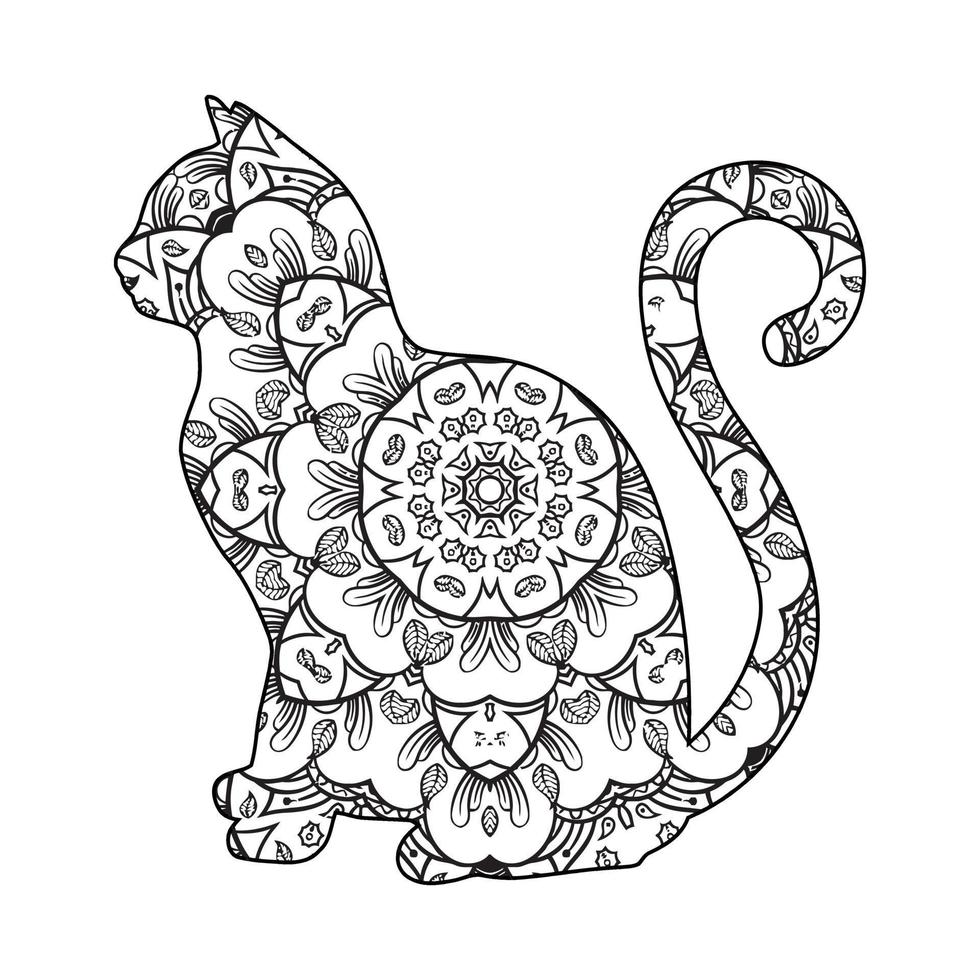 coloriage de chat mandala pour les enfants vecteur