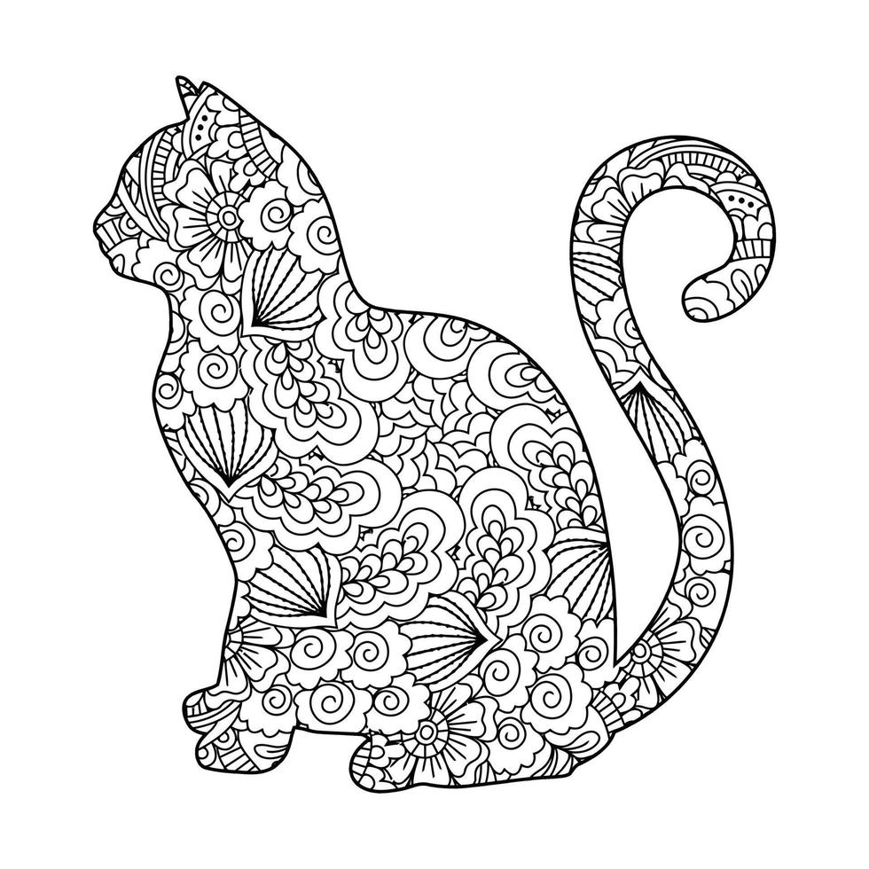 coloriage de chat mandala pour les enfants vecteur