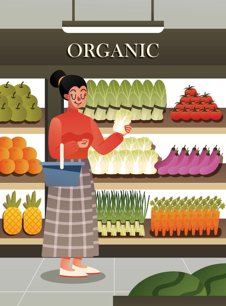 acheter des légumes biologiques au supermarché vecteur