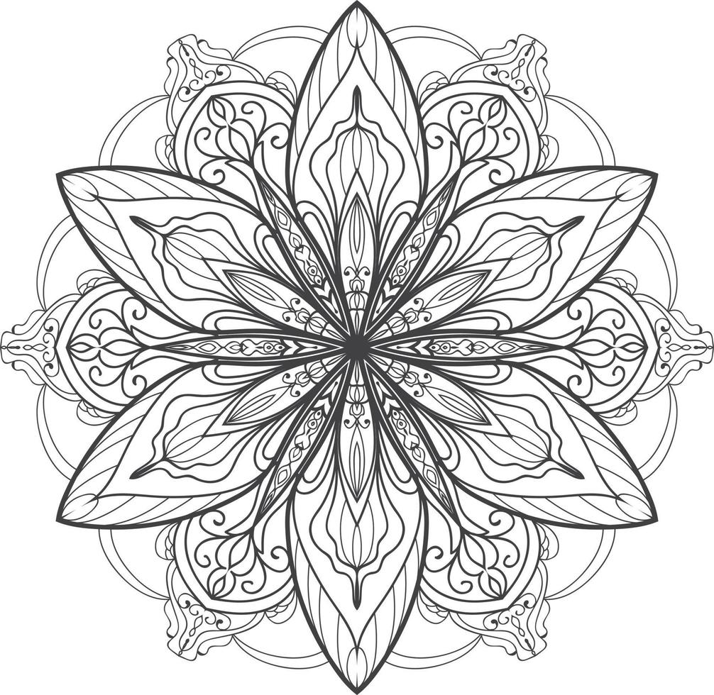 vecteur gratuit de mandala de fleur en fond noir et blanc