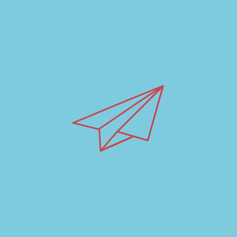 le contour de l'avion en papier rouge a un logo minimal, pensez au concept de différence. vecteur