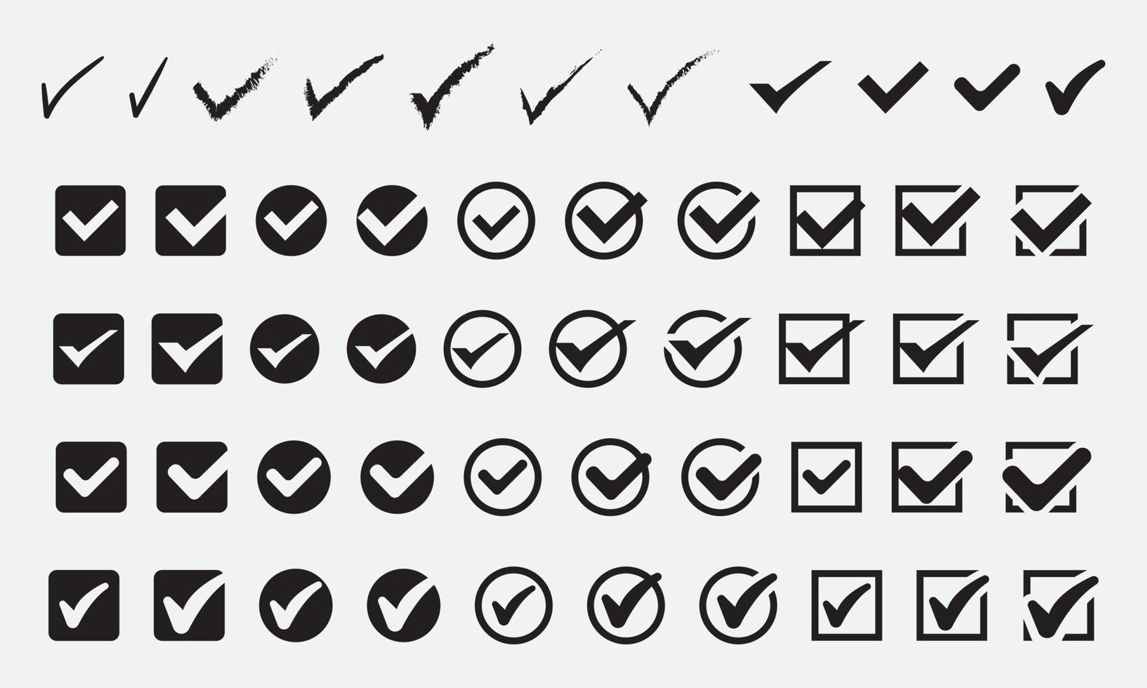 ensemble d'icônes de liste de contrôle de différentes formes pour les besoins de conception web, etc. illustration vectorielle. vecteur