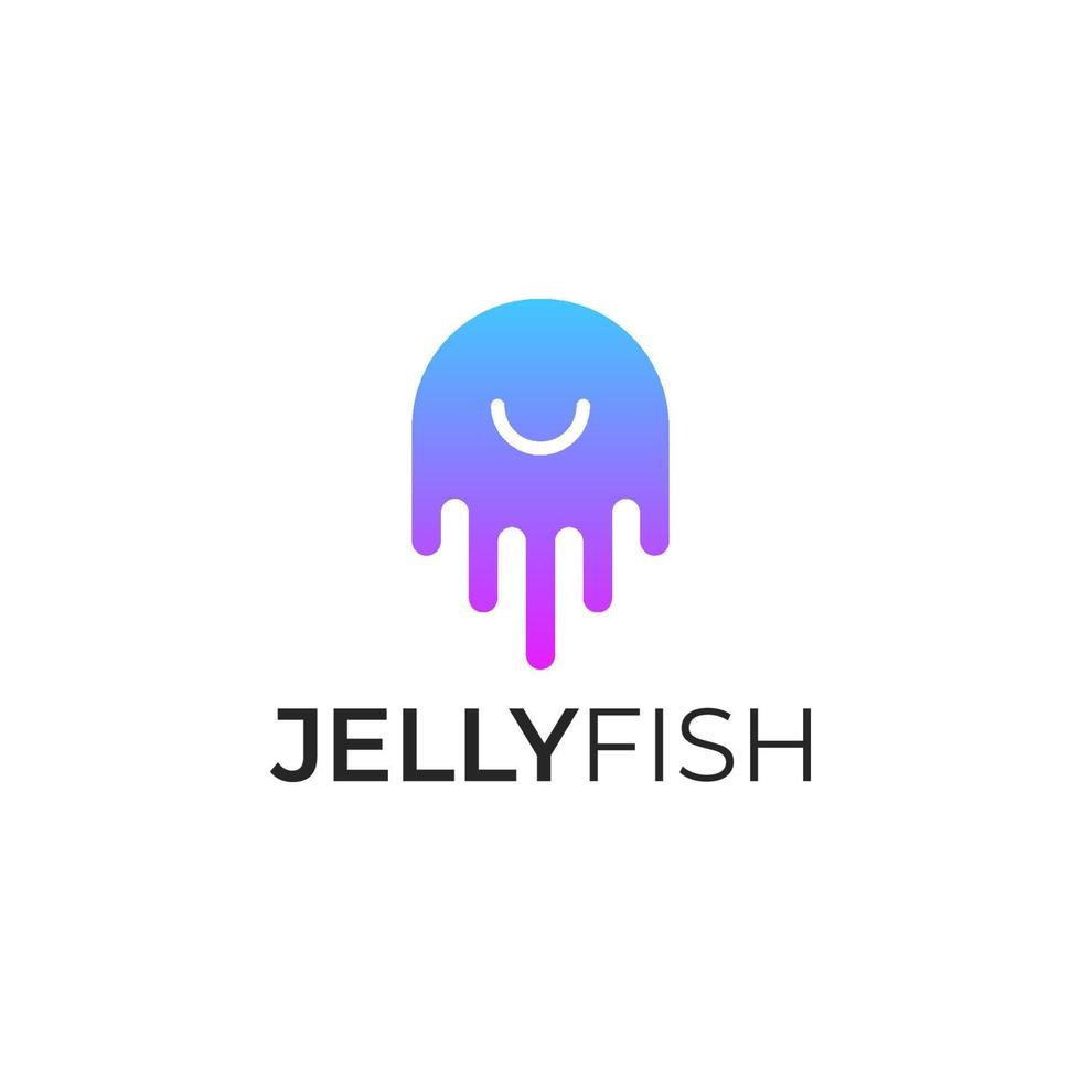 icône de vecteur de logo coloré dégradé de sourire de méduse