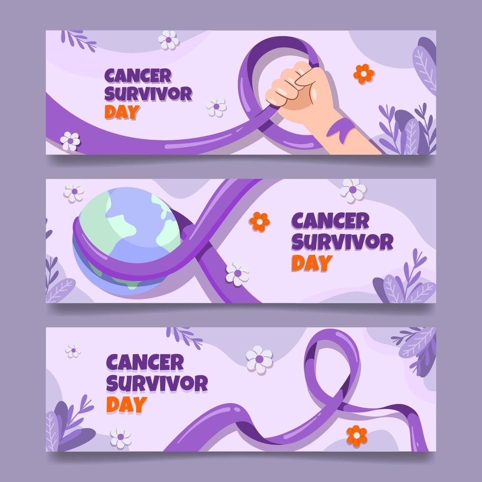 collection de concepts de bannière de la journée des survivants du cancer vecteur