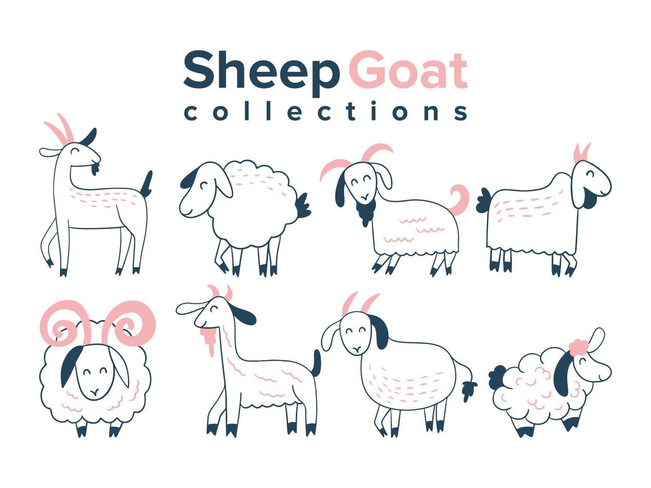 colletions de chèvre de mouton pour eid al adha sacrifice illustration vectorielle de vacances vecteur