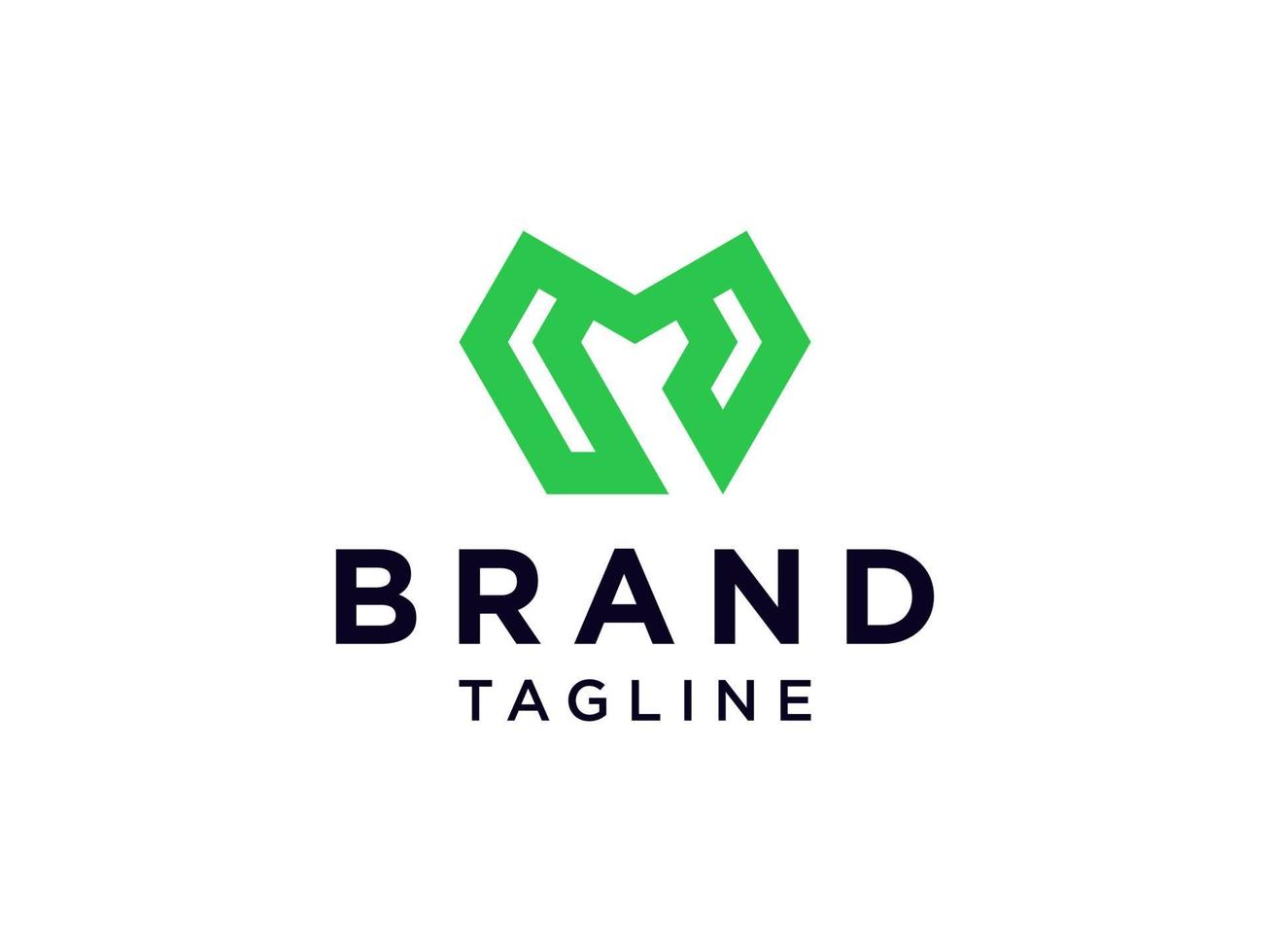 logo abstrait de la lettre initiale m. style origami de forme géométrique verte isolé sur fond blanc. utilisable pour les logos d'entreprise et de marque. élément de modèle de conception de logo vectoriel plat.