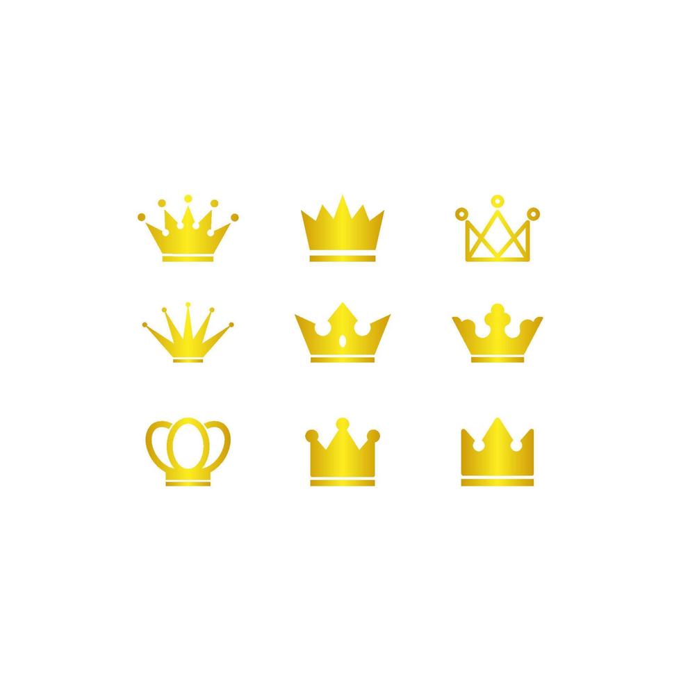 jeu d'icônes de couronne d'or vecteur