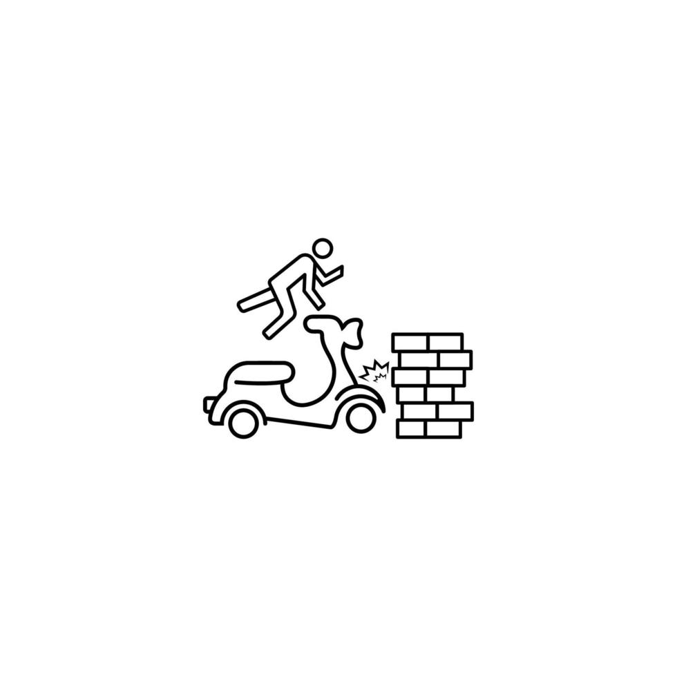 icône d'accident de moto et de mur vecteur