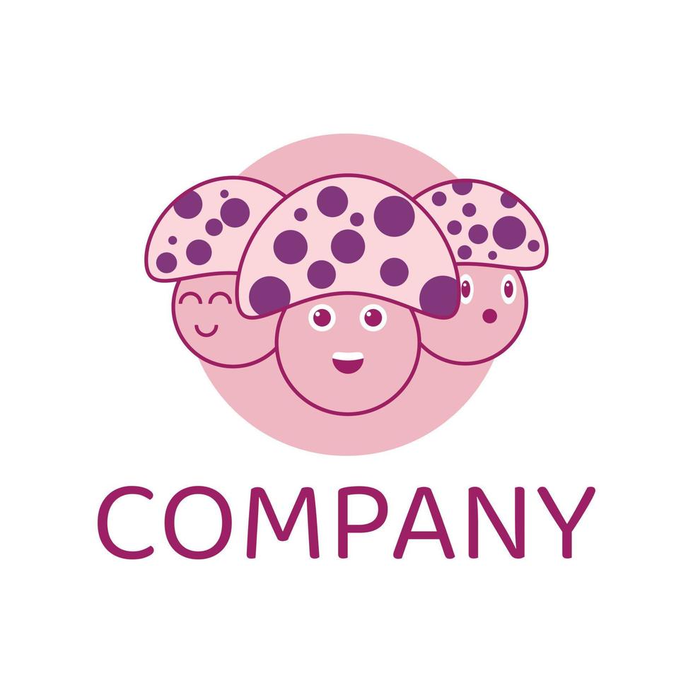 création de logo de champignon heureux vecteur