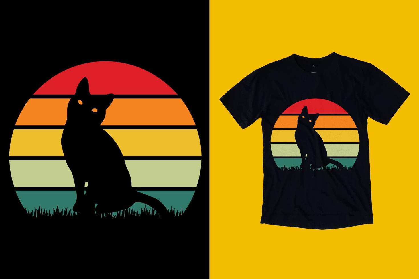 conception de t-shirt chat rétro vintage pour la conception de t-shirt chat vecteur