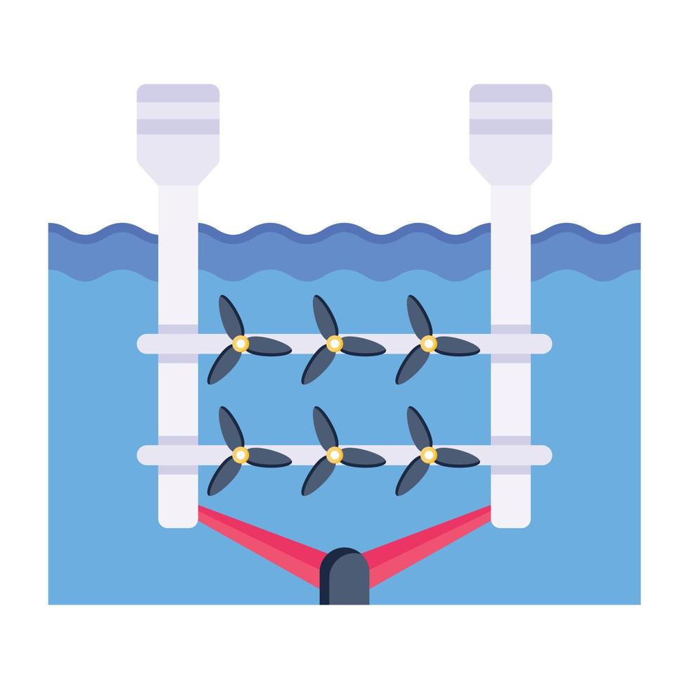 une icône plate à la mode du moulin domestique, source d'énergie renouvelable vecteur