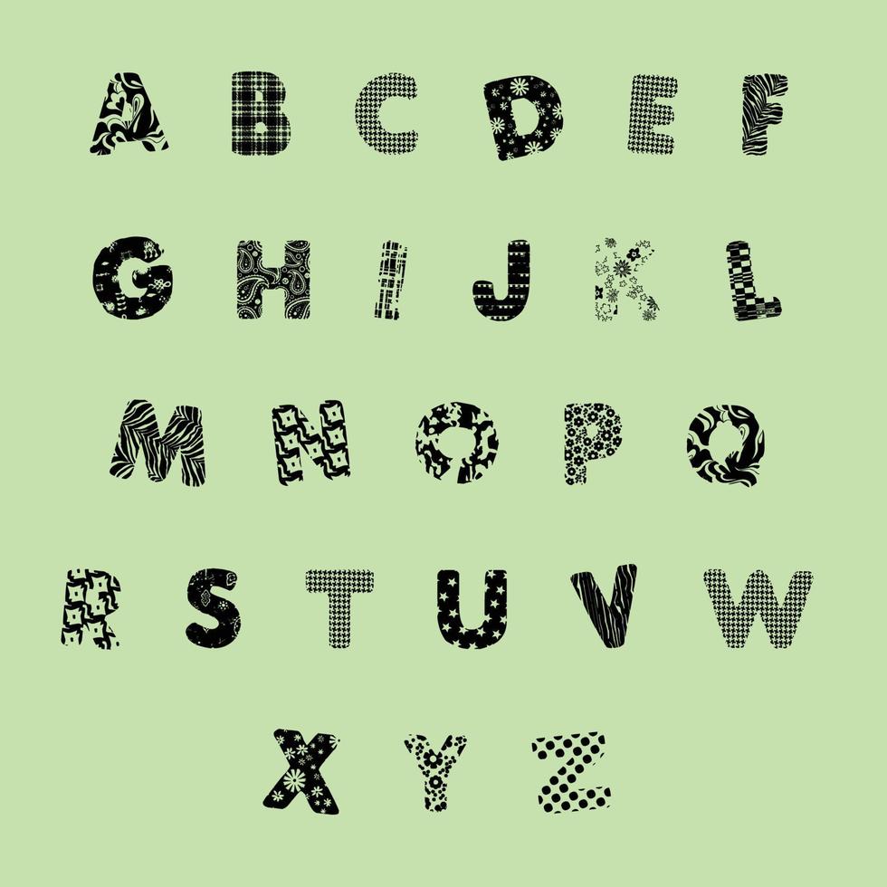 alphabet vert pour les enfants vecteur