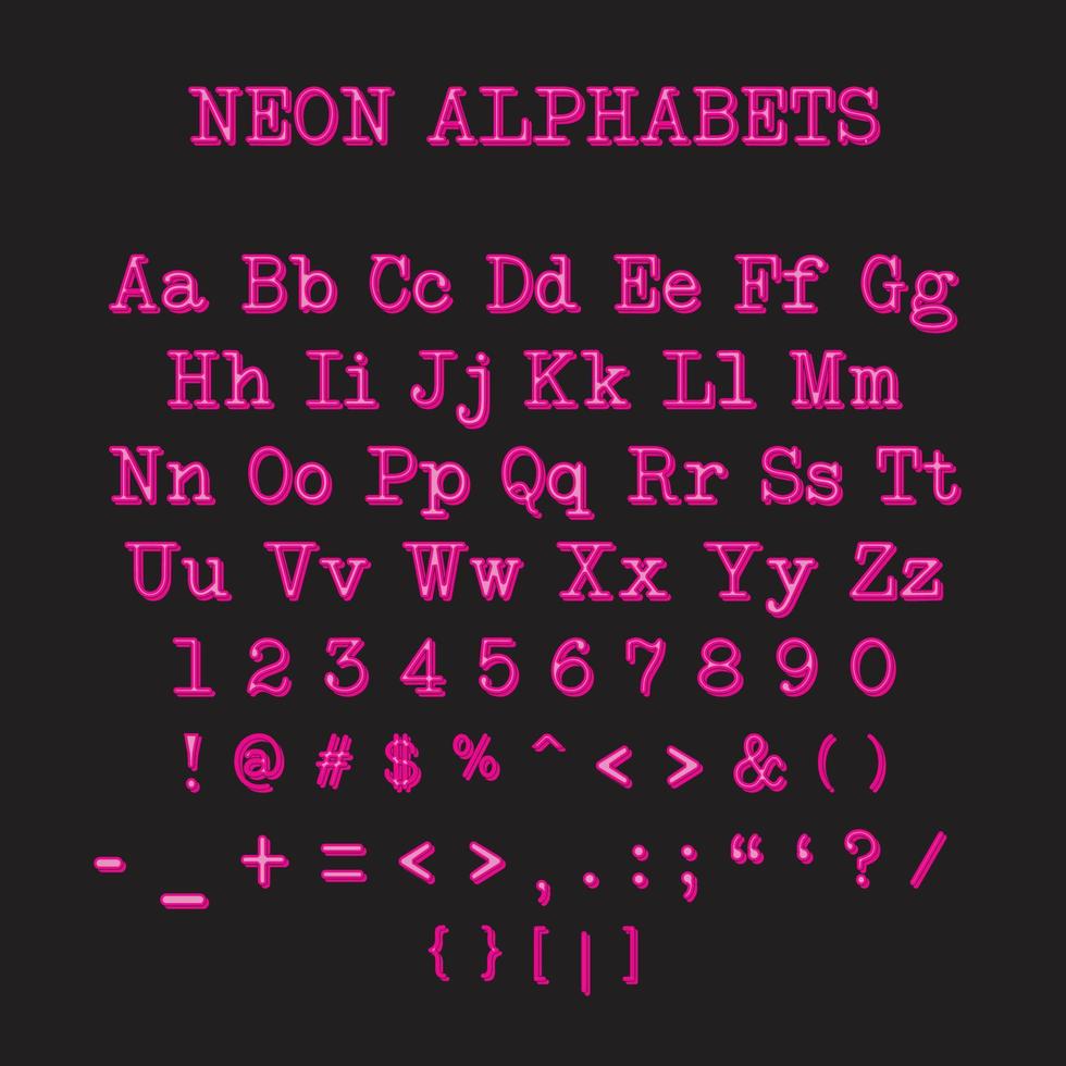 ensemble alphabet néon vecteur