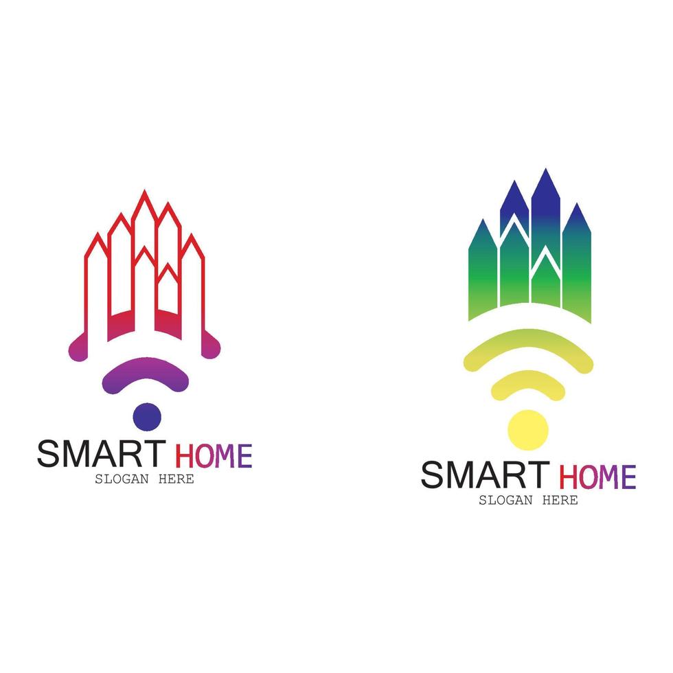 logo vectoriel de maison wifi.smart city tech icône vecteur. ville net logo concept vecteur