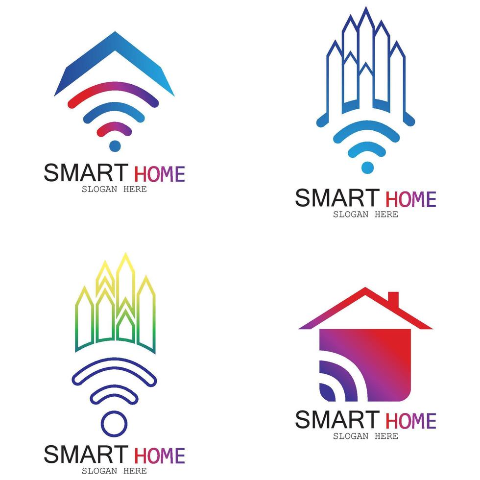 logo vectoriel de maison wifi.smart city tech icône vecteur. ville net logo concept vecteur